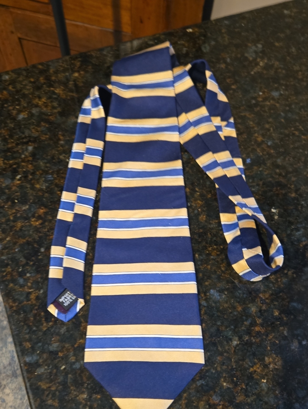 Classic Navy & Gold Striped Kids Tie - School Ready